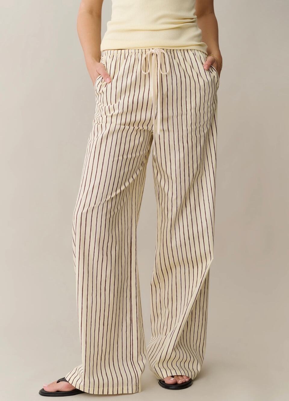 New Caara beatriz butter yellow stripe pants $147 sz M